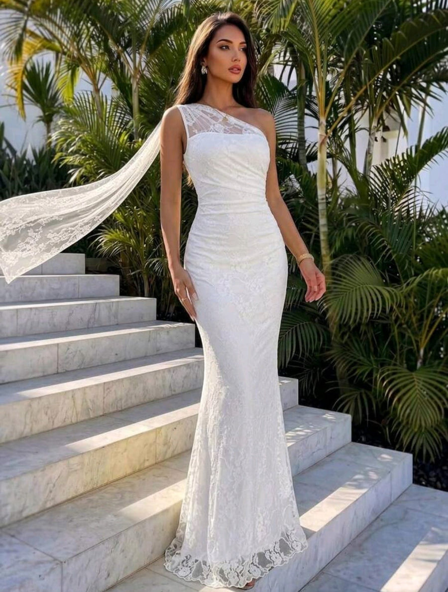 Mira Lace Gown with Cape