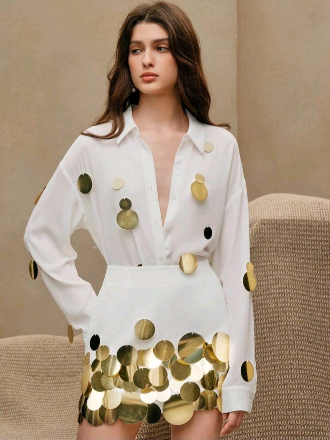 Aurelia Gold Disc Shirt & Skirt Set
