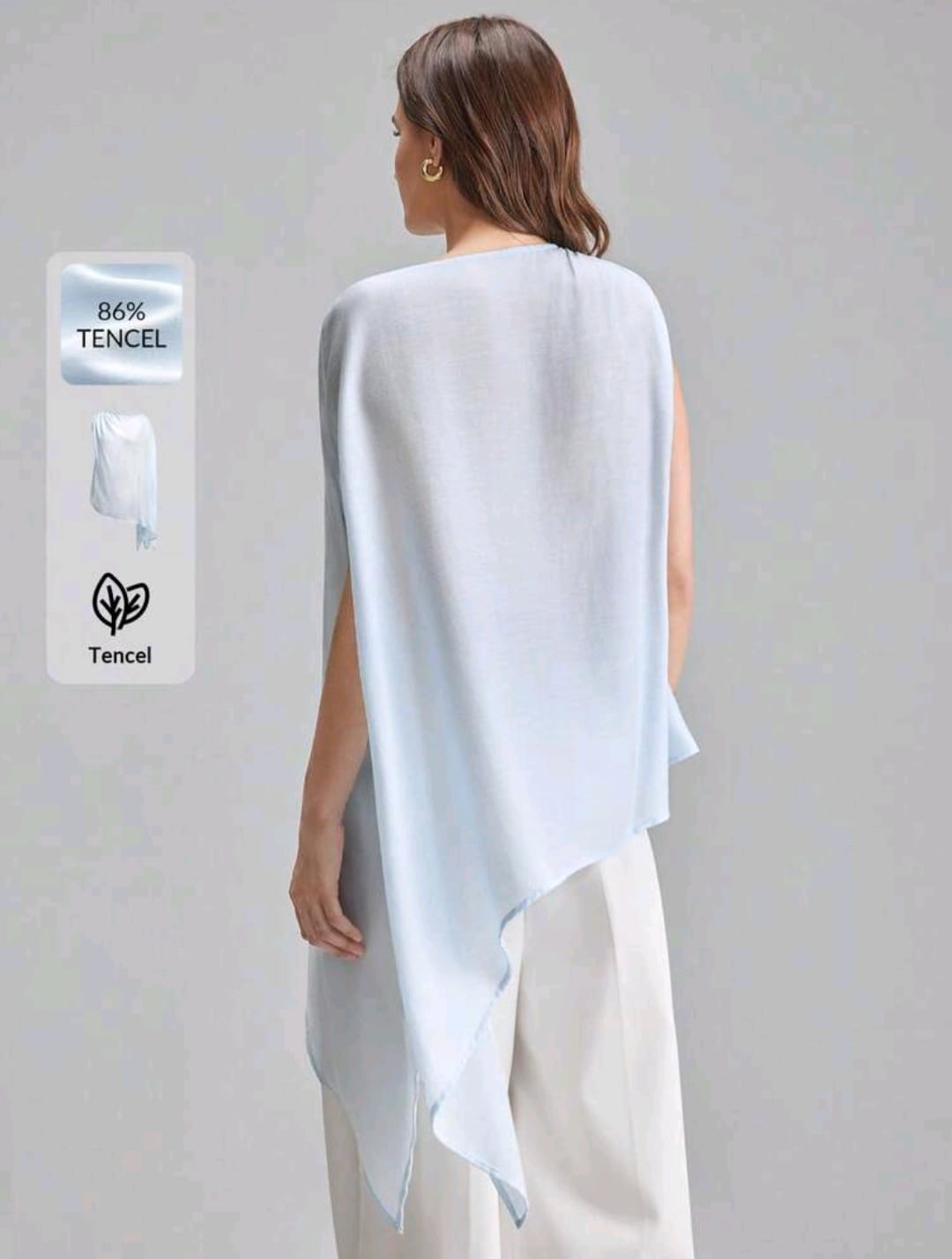 Lina Tencel Draped Cape Top — Sky