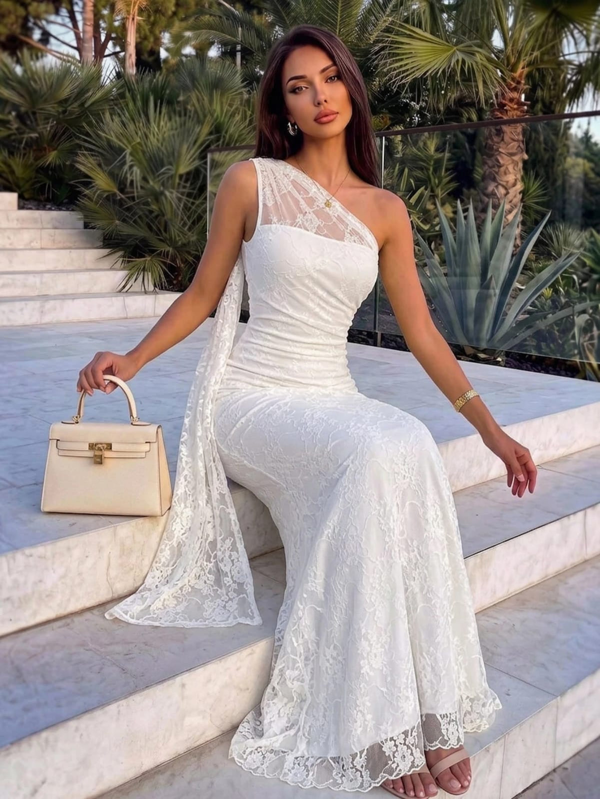 Mira Lace Gown with Cape